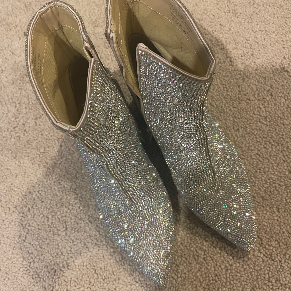 Betsey Johnson Glittering Silver Ankle Boots